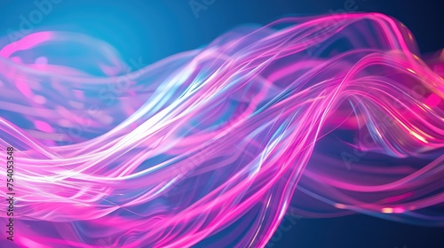 Pink and blue abstract background with light trails of elliptical shape Generative Ai 