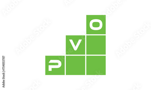 PVO initial letter financial logo design vector template. economics, growth, meter, range, profit, loan, graph, finance, benefits, economic, increase, arrow up, grade, grew up, topper, company, scale photo