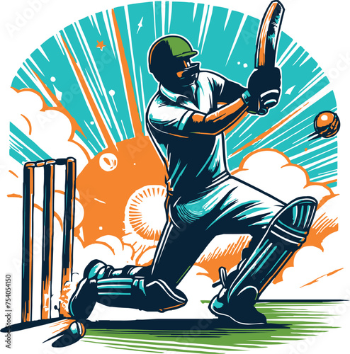 cricket player as a batsman vector illustration generated by Ai