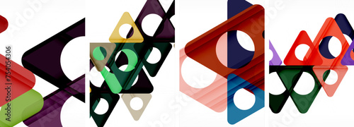 Abstract background set featuring captivating triangles. Harmonious blend of geometry and style, these designs bring modern flair