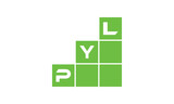 PYL initial letter financial logo design vector template. economics, growth, meter, range, profit, loan, graph, finance, benefits, economic, increase, arrow up, grade, grew up, topper, company, scale