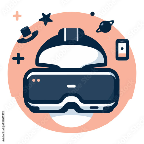 illustration of technology concept. VR-glasses, smartphones, smart speakers, tablets, smart watches