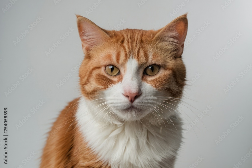Obraz premium The red white cat on white studio