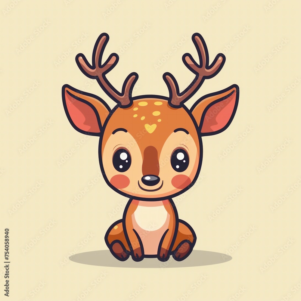 Fototapeta premium Adorable Deer Flat Logo Design. Perfect for Children's Apps & Branding.