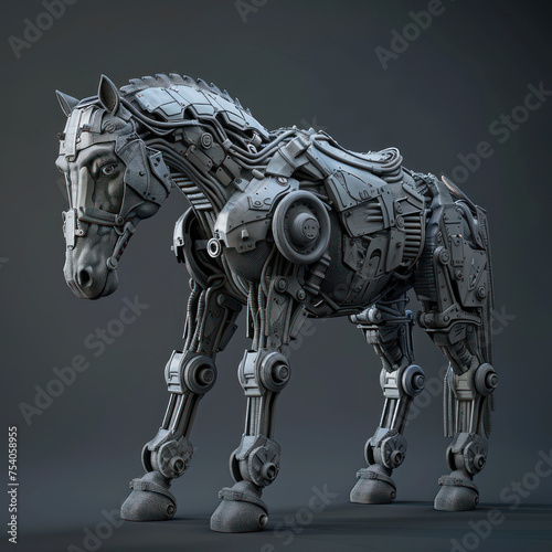 A horse With Robot Armor Military 3D Models