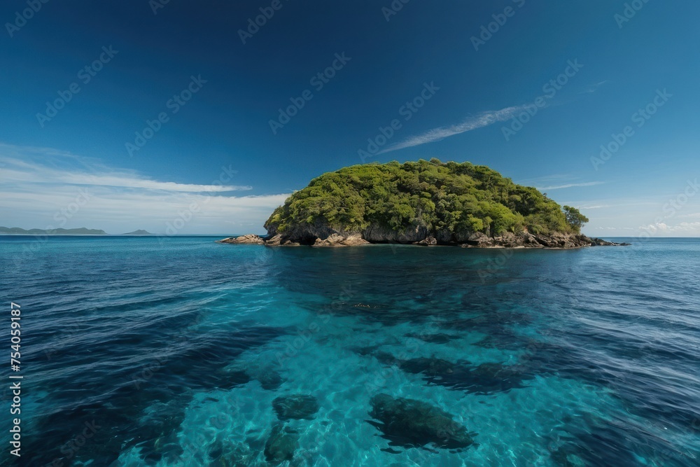 an Island landscape with blue sea