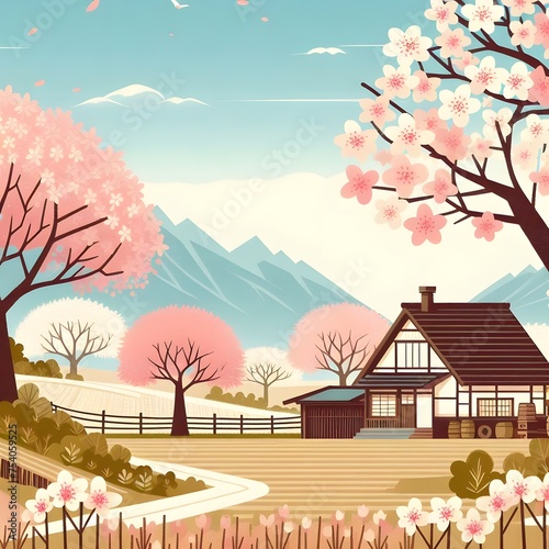 cherry blossom background - 벚꽃배경. Generative AI