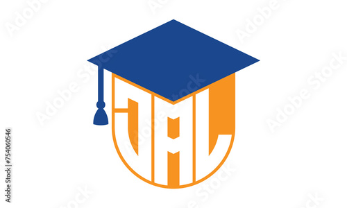 DAL initial letter academic logo design vector template. school college logo, university logo, graduation cap logo, institute logo, educational logo, library logo, teaching logo, book shop, varsity	