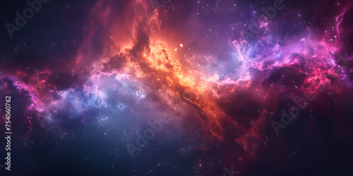 Abstract outer space endless nebula galaxy background with clouds and neon lighting in the sky deep space galaxy background
