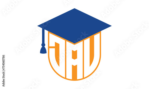 DAV initial letter academic logo design vector template. school college logo, university logo, graduation cap logo, institute logo, educational logo, library logo, teaching logo, book shop, varsity	
