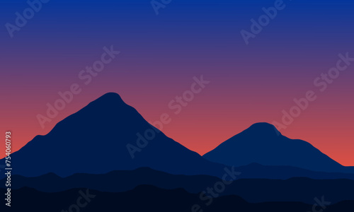 silhouette illustration design of mountains at dawn