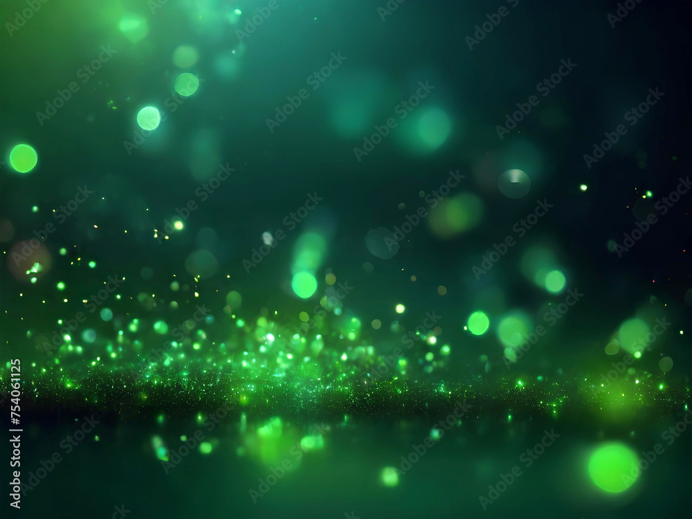 Green glow particle abstract bokeh background. Generative ai Green glow particle abstract bokeh background. Generative ai