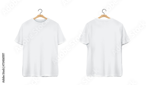 Foto White T Shirt Front And Back with hanger