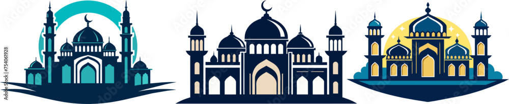 Ramadan Muslim mosque icon silhouette logo vector illustration