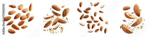Flying almonds  Hyperrealistic Highly Detailed Isolated On Transparent Background Png File photo