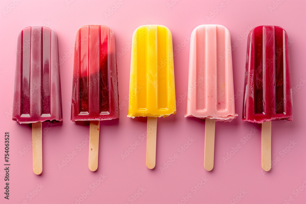 Colorful popsicles on pink background Colorful popsicles on pink background