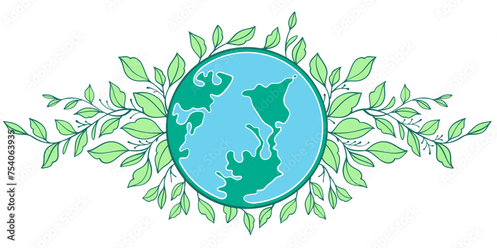 Earth day line art illustration, environment day line art vector illustration Earth day line art illustration, environment day line art vector illustration