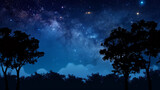 beautiful night sky  the Milky Way and the trees shot from under 