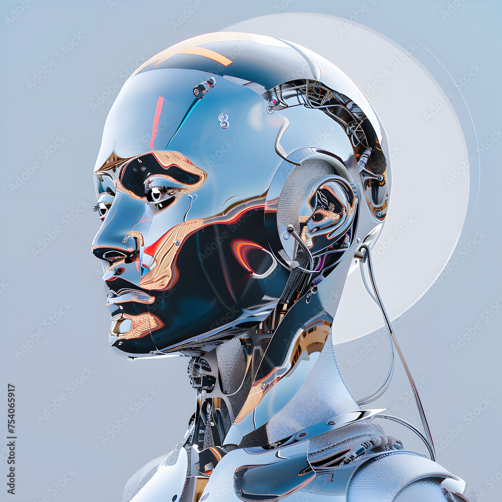 Robot or cyborg in liquid metal skin