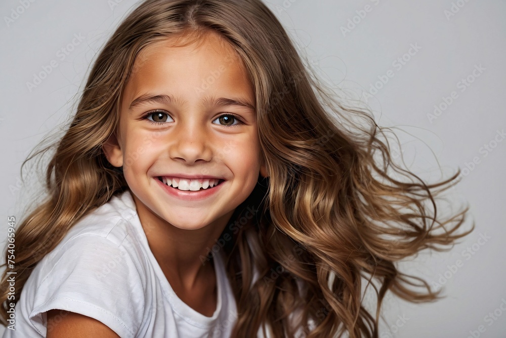 a closeup photo portrait of a cute beautiful young girl kid smiling with clean teeth a closeup photo portrait of a cute beautiful young girl kid smiling with clean teeth