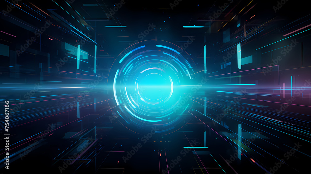 Futuristic blue technology interface with lighting effects Futuristic blue technology interface with lighting effects