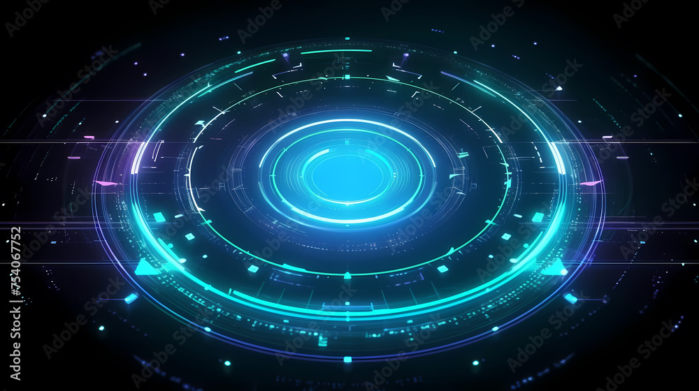 Obraz premium Futuristic blue technology interface with lighting effects