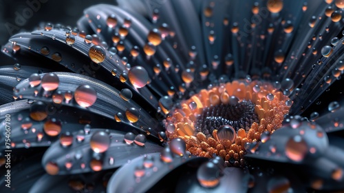 Ferrofluid Daisy: Each petal crafted from ferrofluids dances with magnetic elegance, embodying the cosmic allure of the universe. photo