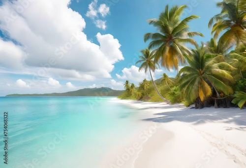 beach with palm trees © Seloo