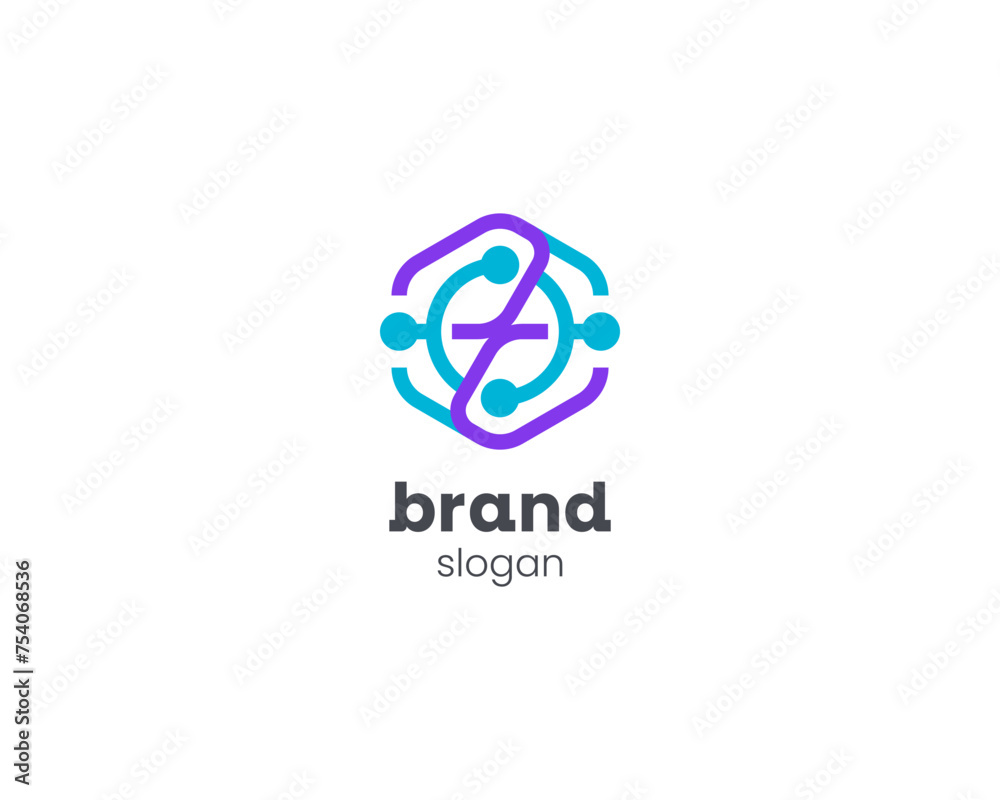 Creative hexagon with connection symbol Creative hexagon with connection symbol