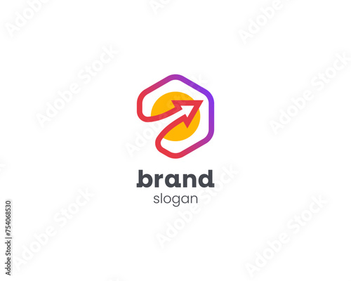Creative hexagon with growing up symbol