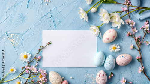 Happy Easter Card Frame Banner Cover Background with text Space for Greeting or Social media Post. Pascha Fest. Neo Art Cards E V 3 25