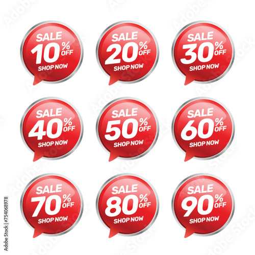 Set of discount offer price label, sale promo marketing 