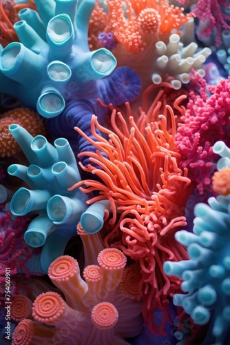 Coral Reef and Tropical Fish in Sunlight. Singapore aquarium © Natalia