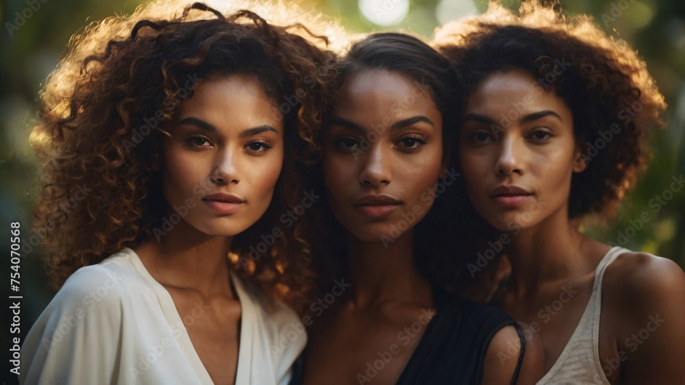 Portrait of diverse group of beautiful women with natural beauty and glowing smooth skin Portrait of diverse group of beautiful women with natural beauty and glowing smooth skin