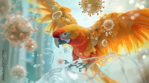 Parrots and new viruses that are circulating in poultry such as parrots (psittacosis virus) photo