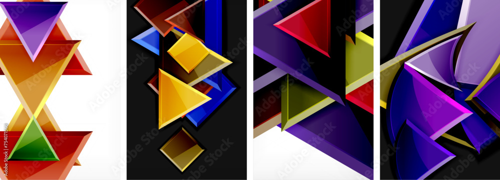 Triangle composition poster background set for wallpaper, business card, cover, poster, banner, brochure, header, website