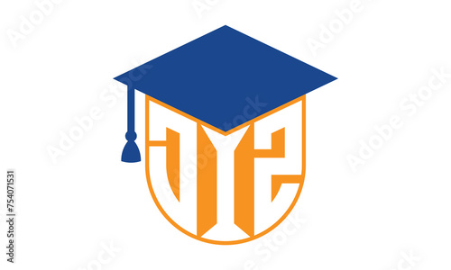 DIZ initial letter academic logo design vector template. school college logo, university logo, graduation cap logo, institute logo, educational logo, library logo, teaching logo, book shop, varsity	 photo