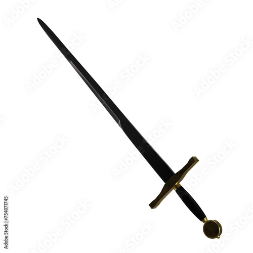 long iron sword isolated on white