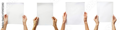 Hands holding a sheet of white A4 paper Hyperrealistic Highly Detailed Isolated On Transparent Background Png File