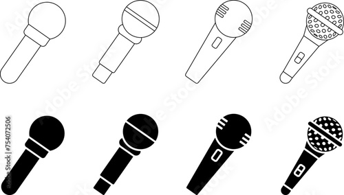 microphone set icon simple design. microphone symbol for app, web, poster. editable isolated vector.