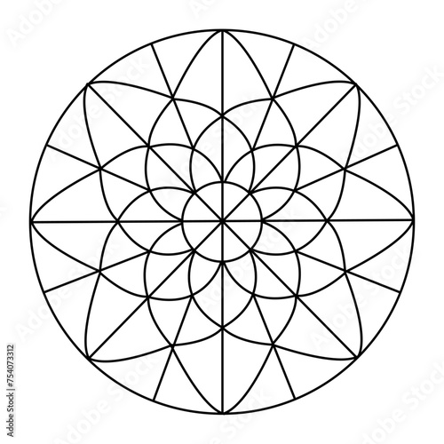 Circular pattern in form of mandala for Henna, Mehndi, tattoo, decoration.