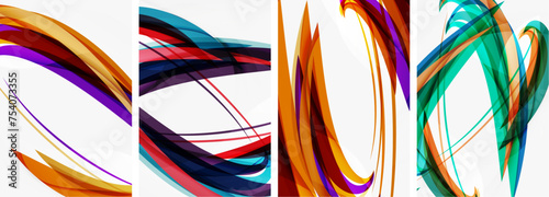 Colorful wave lines poster set for wallpaper  business card  cover  poster  banner  brochure  header  website
