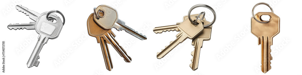 House keys  Hyperrealistic Highly Detailed Isolated On Transparent Background Png File - obrazy, fototapety, plakaty 