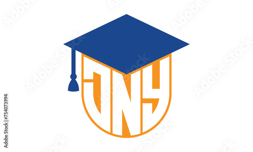 DNY initial letter academic logo design vector template. school college logo, university logo, graduation cap logo, institute logo, educational logo, library logo, teaching logo, book shop, varsity	