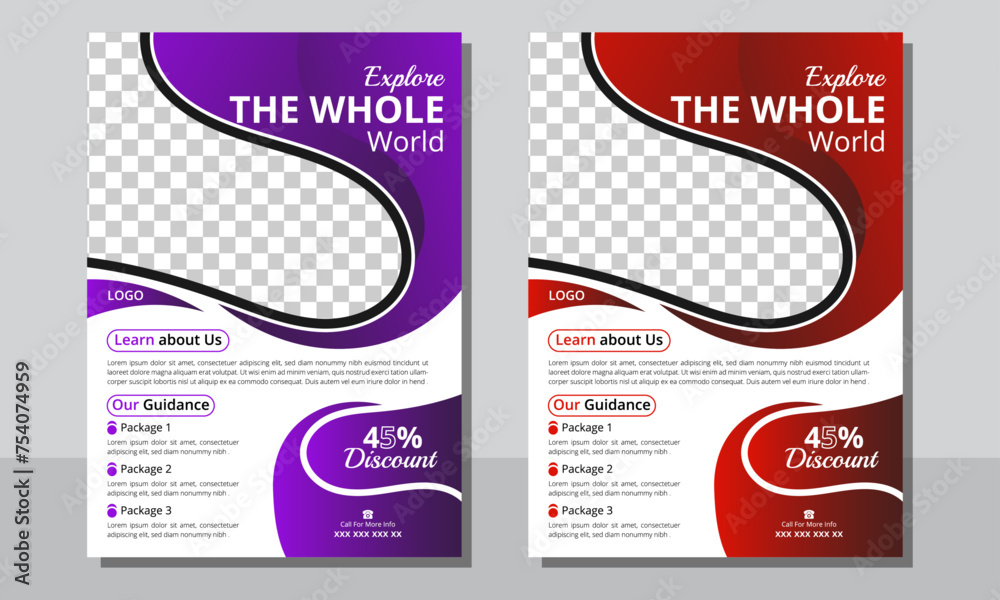 Modern & creative travel leaflet design template . Modern & creative travel leaflet design template .