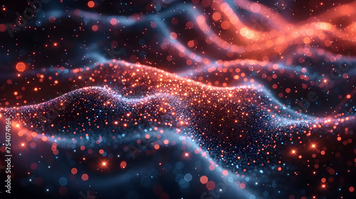 Glowing Particles in Space Forming a Futuristic Electric Circuit - Abstract Background