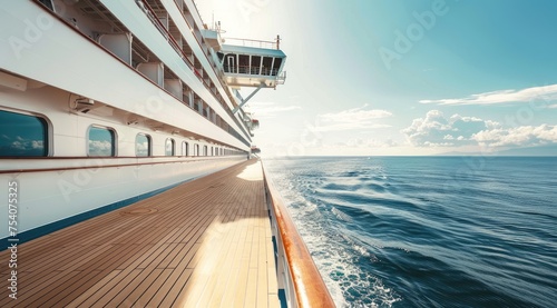 Open deck of a luxury cruise ship. © kardaska