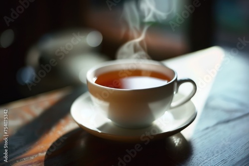 Black tea in a porcelain beautiful cup