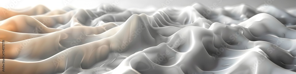 Obraz premium Undulating White Hills in Abstract 3D Render, To provide a high-quality, abstract 3D render of a white mountain landscape for use in graphic design,