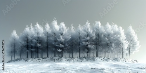 Icy Winter Forest Landscape in muted tones, Minimalist Photography